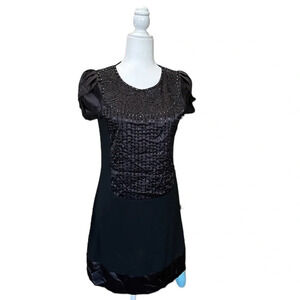 Weekend MaxMara Black Mini Dress size M short sleeve 95% cotton holiday party